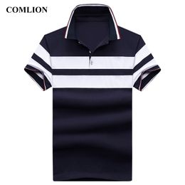 Polo Shirt Men Cotton Casual Business Tops Mens Striped Poloshirt High Quality Shirts Short Sleeve Clothing (You can add ) 6 210401