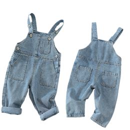 Sping Clothing born Infant Boy Baby Girl Clothes Jeans Outfit Autumn Sleeveless Solid Denim Overalls 210417
