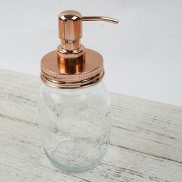 Liquid Soap Dispenser Stainless Steel Mason Jar Lid With Pump Rose Gold Classic Lids Lotion Dispensers Replacement For Bathroom Kitchen