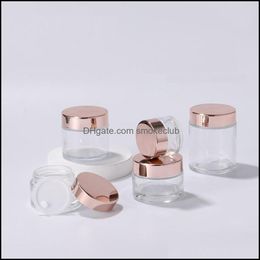 Packing Bottles & Office School Business Industrial 5G~100G Empty Cosmetic Cream Jar Bright Rose Gold Transparent Glass Makeup Face Containe