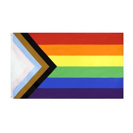 NEWRainbow Flag Banner 3x5FT 90x150cm Gay Pride Flags Polyester Banners Colourful Lesbian Parade Decoration EWE7347