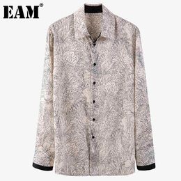 [EAM] Women Pattern Printed Big Size Blouse Lapel Long Sleeve Loose Fit Shirt Fashion Spring Autumn 1DD6337 21512