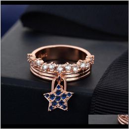 Jewelrystar Pendant Ring Luxury Jewellery For Women Wedding Band Promise Rose Gold Rings Girls Engagement Gift Drop Delivery 2021 Pwjey