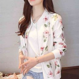 Fashion Summer Women Bomber Print Jacket Long Sleeve Basic Jacket Coats Women Thin Slim Short Female Jackets Plue Size 210804