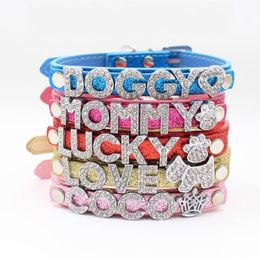 Dog Collars Accessory 8MM/10MM A-Z Rhinestone Slide Letter Charms for DIY Pet Name Cat Pet's Collar Glide Charm Letters