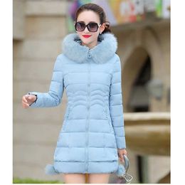 Winter Warm Coat Women Long Parkas Fashion Faux Fur Hooded Womens Overcoat Casual Cotton Padded Jacket Mutil Colours 211013