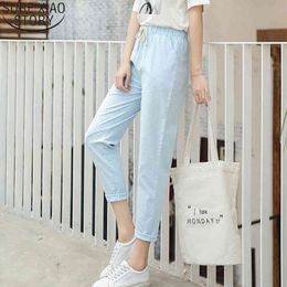 Women's Harem Summer Cotton Linen Pants Female Fashion Capris Ladies Black Casual Trousers Women 9936 210417