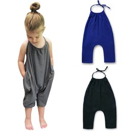 Trzy kolory dziewczyny Jumpsuits One Piece Supence Ubrania Dziecko Romper Kids kombinezon bawełniany plecy