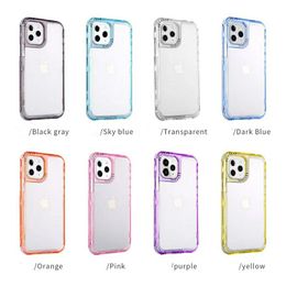 Transparent Cases Fashion Cover 3in1 Colourful PC Frames TPU With Airbags for iPhone13 12 pro max 11 XR XS 8 SamsungS21 PLUS Ultra A11 A31 A01 A12 A32 A51 A71 A52 Shscase