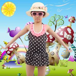 Wanguqi 6-10t Kids Swimwear Dot Print Mini 2021flounce Cute Girl Beachwear Children Swimming Bath Suits Toddler Teenage Swimsuit