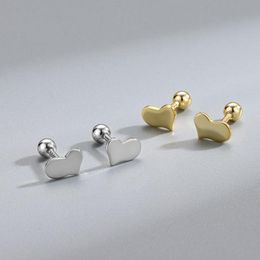 Stud Fashion Cute Heart Screw Earrings For Women Children Kids Minimalist Tragus Piercing Stainless Steel Ear Jewellery