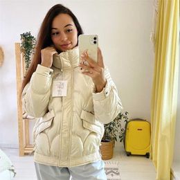 Women's Cotton-padded Jacket Bright Puffer Winter Short Bubble Parkas 211221