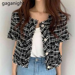 Gaganight Vintage Women Short Coat Sleeve Single Breasted Lady Chic Korean Jacket Loose Tassel Tops Fashion Outwear 210918