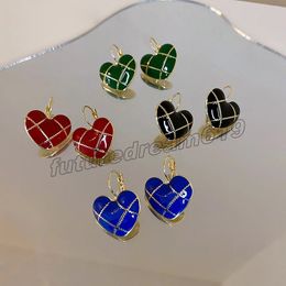 Modern Jewellery Heart Dangle Earrings Popular Design Sweet Red Green Blue Black Love Drop Earrings For Women Party Gifts