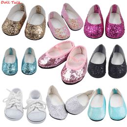 Lovely 43cm New Born And 18 Inches American Doll Baby Sequins 7cm Manual Shoes Wholesale