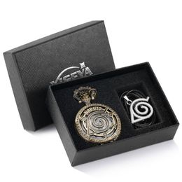 Pocket Watches Watch Cartoon Boys Vintage Bronze Quartz White Roman Numeral Dial Children Fashion Pendant Gift Set Boxes