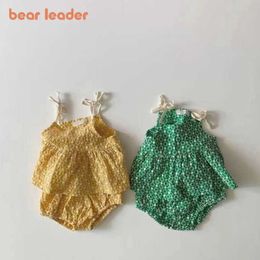 Bear Leader Baby Girls Casual Summer Rompers Fashion Toddler Kids Princess Floral Vest And Shorts Clothes Infant Outfits 210708