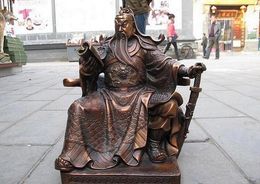 Statua di rame Cina Rosso Bronzo Rame Rame Sit Guan Gong Leggi Prenota Guan Yu Guerriero Gody Statue