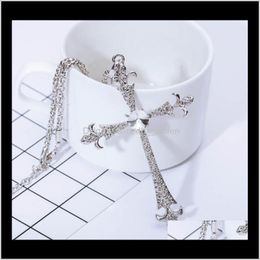 & Pendants Drop Delivery 2021 Crystal Cross Pendant Man Fashion Sier Necklace Jewelry Long Chain Necklaces Gift For Men Gupi5