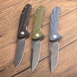 New Flipper Folding Knife D2 Stone Wash Drop Point Blade G10 + Stainless Steel Sheet Handle Ball Bearing EDC Pocket Knives 3 Handles Colors