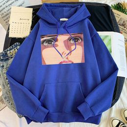 Sad Crying Eyes Vaporwave Pullover Men Fleece Autumn Sweatshirts Harajuku Streetwear Hoodies For Male Oversize Loose Tracksuit Y0804