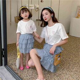 Parent-child clothing summer set cake dress for mother and daughter matching clothes 210702