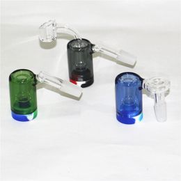 Colourful Hookah Ash Catchers 45&90degrees 14mm male female joint with silicone containers glass ash catcher smoking water pipes bong oil rig bubbler