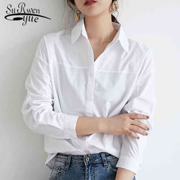 Fashion Women Blouses Long Sleeve Shirts White Turn Down Collar Office s Tops And 2519 50 210508
