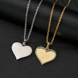 Pendant Necklaces ALLME Multiple Shinning Rhinestone Love Heart Necklace For Women Twist Rope Box Chain Gold Titanium Steel