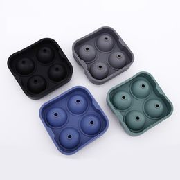 4 Hole Ice Cube Drinking Wine Tray Round Ball Mould Party Bar Silicone Ice Hockey Bars Accessories XG0272