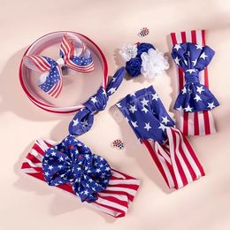 3pcs set Baby Girls Headbands Bunny Ear Bow Children Kids US National Day Cross Knot Hair Accessories Hairbands American Independence Day Headwear