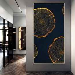 Black Golden Annual Ring Poster Canvas Prints Wall Art Pictures for Living Room Abstract Cuadro Modern Home Decor Wall Paintings