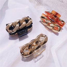 2021 New Japanese Temperament Women's Metal Texture Chain Hair Claws Fashion Korean Women's Catch Clip Hair Accessories