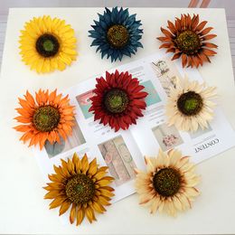 10Pcs Artificial Big Flower Head Sunflower For Wedding Home Background Wall Window Decoration Photography Props DIY Bouquet