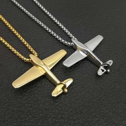 Pendant Necklaces Fashion Creative Gold Plated Aeroplane Necklace Hip Hop Style Men's Rock Party Prom Jewellery
