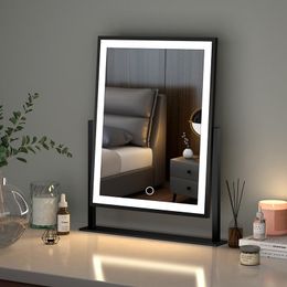 Mirrors Make Up Mirror Desktop Large LED With Light Rotating Square Beauty Dresser Fill Dressing
