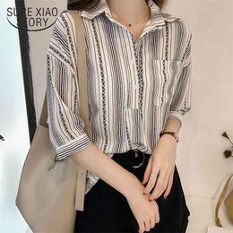 Plus Size 3XL 4XL striped OL blouse Fashion Woman Blouses Cothing Female Shirt Women Blouse Blusa Feminine 1179 40 210506