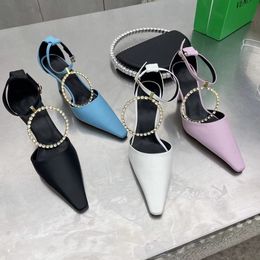 Fashion Women Sandals Pointed Toe Ring Design Thin High Heels Party Shoes Dress Female Sandals Purple/Blue Slides 210513