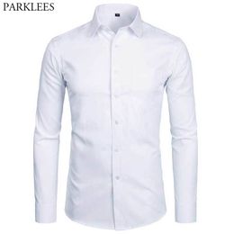 Men's Top Quality Dress Shirts Fashion Slim Fit Long Sleeve Shirt Men Black White Formal Button Up Shirt Chemise Homme 210522