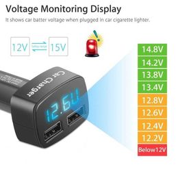 Car Kit Dual Bluetooth Ports 3.1A USB Cigarette Charger Lighter 12V/24V Digital LED Voltmeter Free Shpping