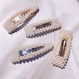 Korean Temperament Simple Water Drop Square Imitation Pearl Women's BB Clip Sweet Girl Fashion Hairpins Hair Accessories