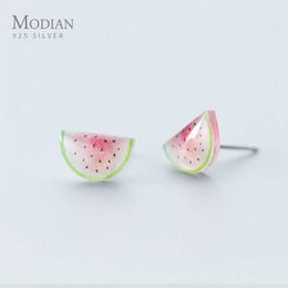 Genuine 925 Sterling Silver Fruit Cute Lady Peach Stud Earrings for Women Kids Girl Lovely Fashion Jewelry Brincos 210707