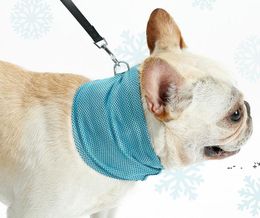 newDog Supplies Ice Cooling Towel Bandana For Pet Scarf Summer Breathable Wrap Blue Bows Accessories EWE5979