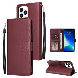 50 pz/set Vino Rosso Portafoglio Custodie per cellulari in pelle PU Borse per cellulari Coque Fundas Flip Back Cover per 13 pro max