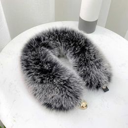 Winter Women Fashion Scarf 53*12cm Thickened Fluffy Furry Faux Fox Fur Collar Snap Design Solid Scarves Neck Warmer Wrap Muffler H0923