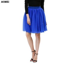 Summer Blue Soft Tulle Lolita Girls Skirts Plus size S M L XL XXL 3XL 4XL 5XL Female Beachwear Saias Jupe Tutu Skirt 210416