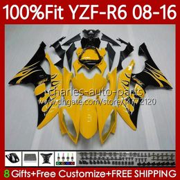 Injection Mould Fairings For YAMAHA Body YZF R 6 YZF R6 600 YZF-R6 YZF600 08-16 99No.118 600CC YZFR6 08 09 10 11 12 YZF-600 2008 2013 2014 2015 2016 OEM Bodywork Yellow blk