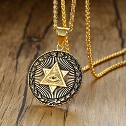 Of Providence Double Triangle Pendant Necklace Men Illuminati The Third Eye Jewellery