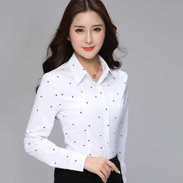 Elegant Striped Shirts Women Tops 's Blouses Spring Office Lady Large Size 3XL Dot 210531