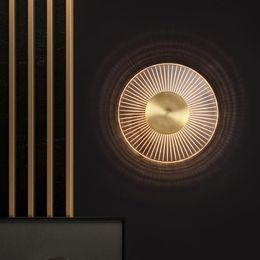 Jmzm Modern Copper Wall Lamp Round Annual Ring Golden LED Living Room Sofa Background Aisle